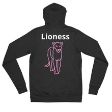 Load image into Gallery viewer, Proverbs 28:1 “Bold Lioness”Unisex zip hoodie