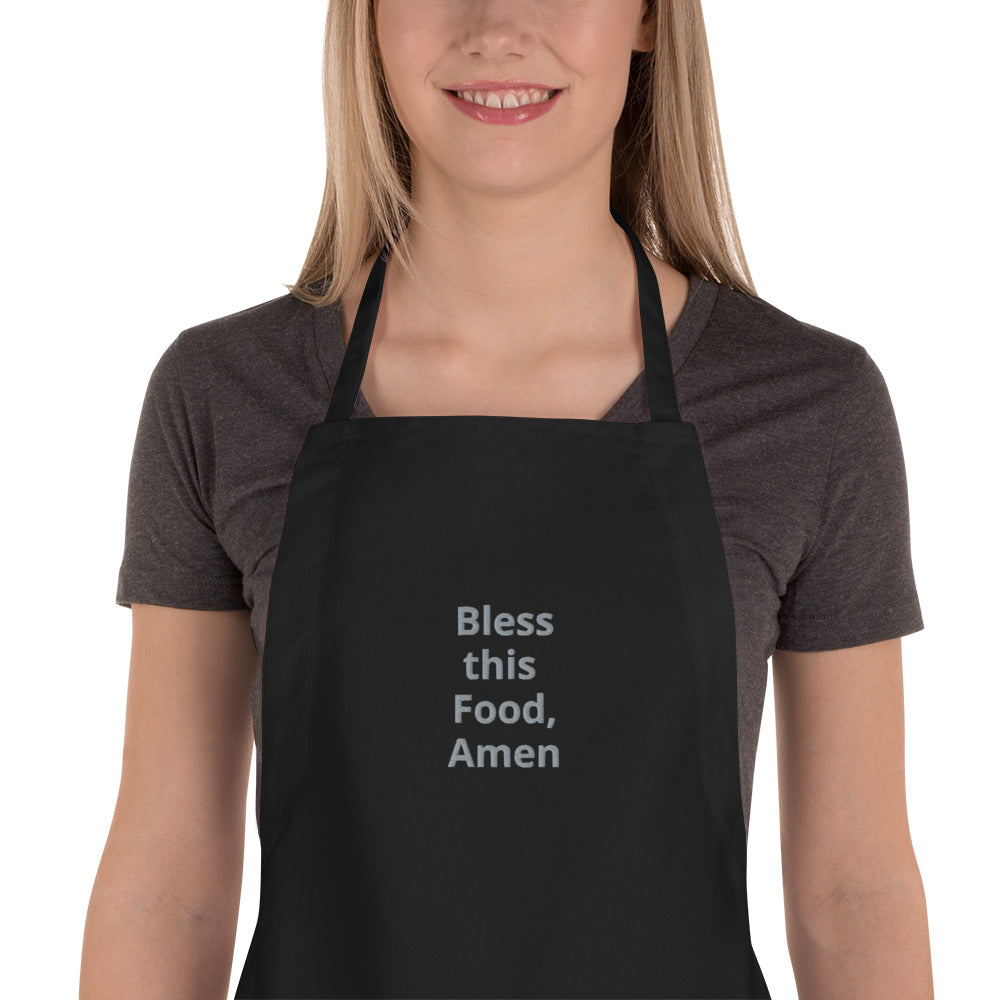 Bless this Food, Amen-Embroidered Apron