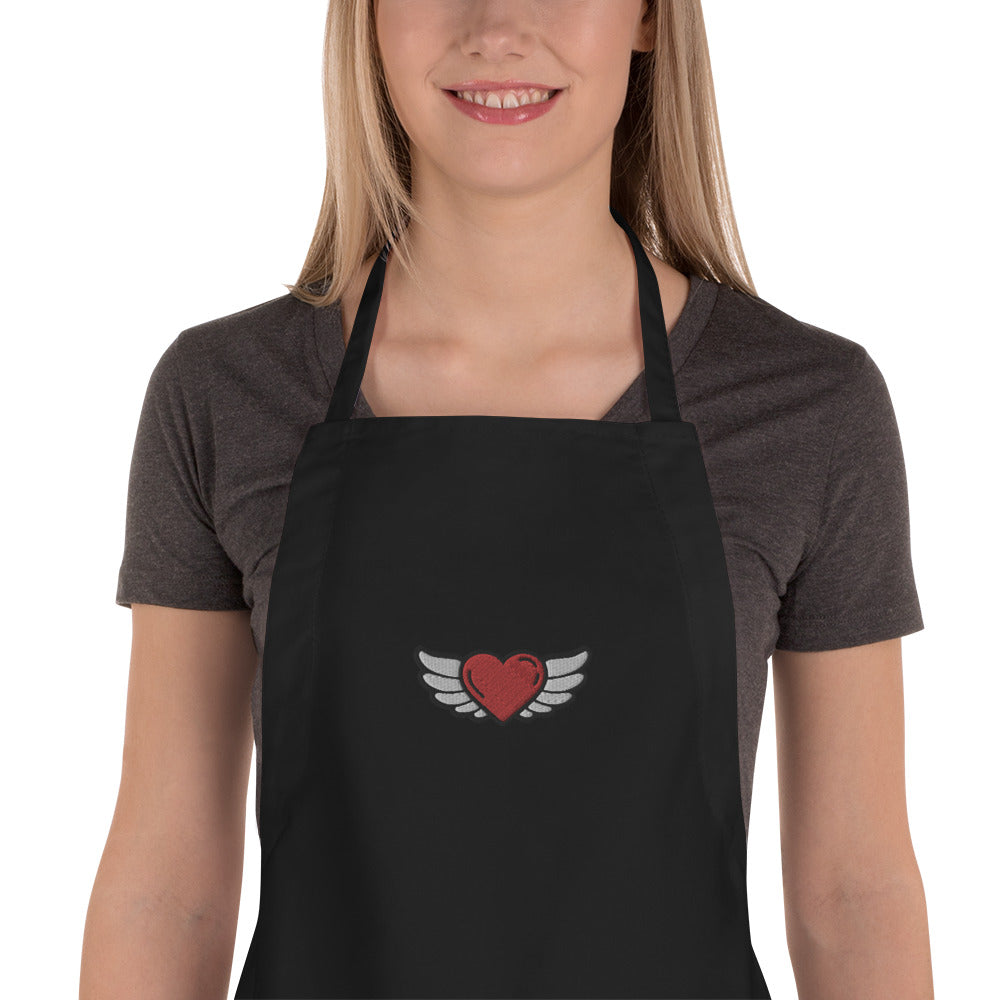 Heart with Angel Wings-Embroidered Apron