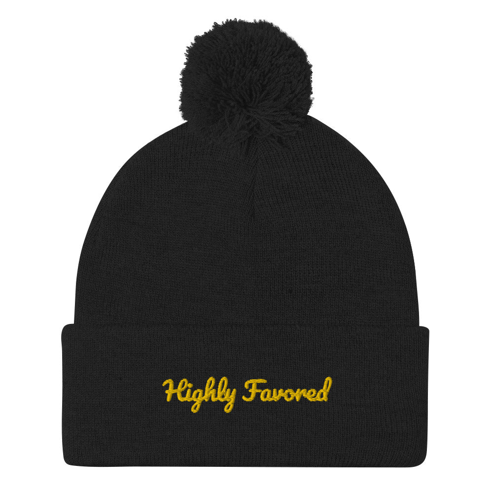 Highly Favored-Pom-Pom Beanie