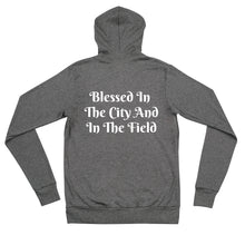 Load image into Gallery viewer, Blessed in the city and the field-Deuteronomy 28- Unisex zip hoodie
