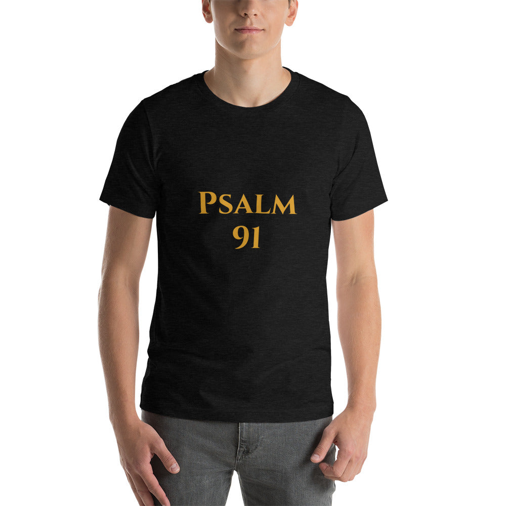 Psalm 91 Black and Gold-Short-Sleeve Unisex T-Shirt